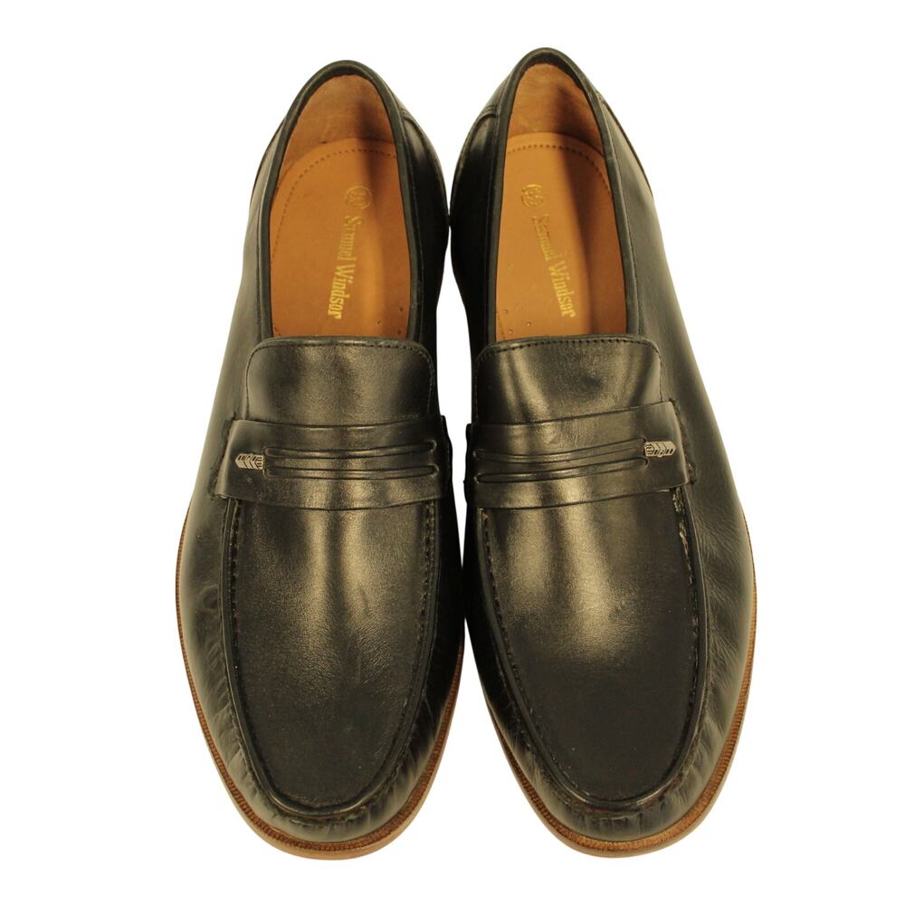 Samuel Windsor Black Mens Penny Loafers NWT Size 10  Goodyear welt
